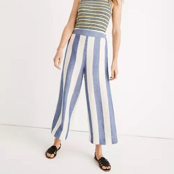 Madewell Huston Pull-On Crop Pants in Stripe - Picture 1 of 9